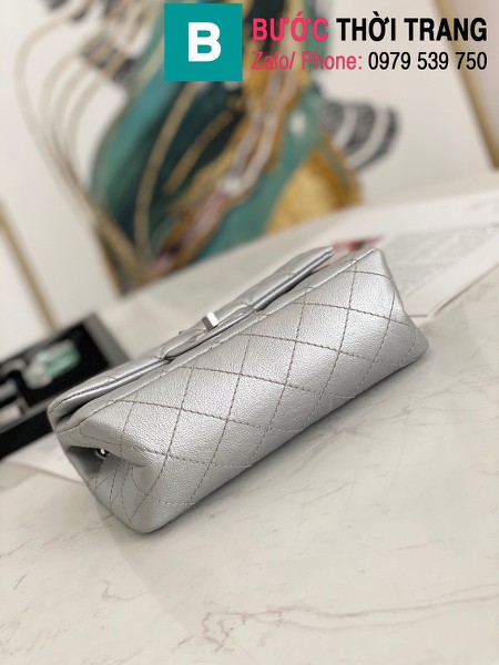 Túi xách Chanel Mini 2.55 Handbag siêu cấp da bê màu bạc size 20cm - AS0874