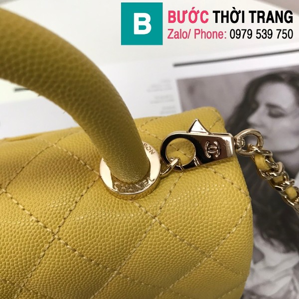 Túi xách Chanel Coco Handle Mini bag siêu cấp da bê màu vàng size 19cm - AS2215