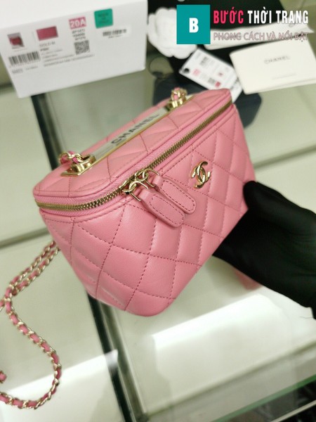 Túi xách Chanel Vanity bag with strap siêu cấp màu hồng size 16 cm - AP1472y