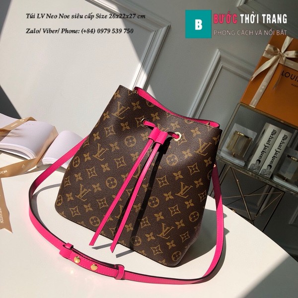 Túi xách LV Louis Vuitton Neo Noe siêu cấp dây màu hồng đậm size 26cm - M43570