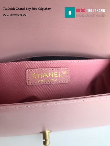Túi Xách Chanel Boy Siêu Cấp ô trám màu hồng 25cm - A67086