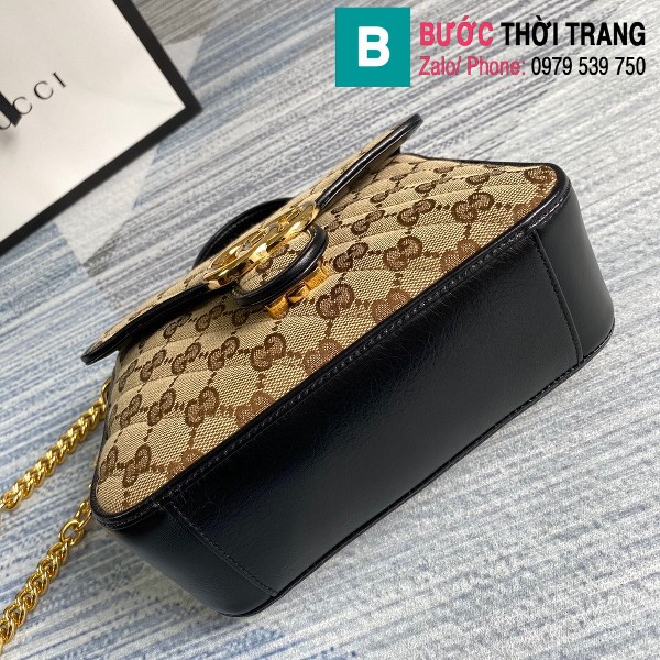  Túi xách Gucci Marmont mini top handle bag siêu cấp màu be viền đen size 21 cm - 583571