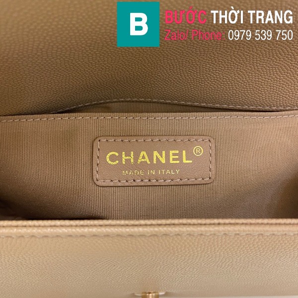 Túi xách Chanel Boy siêu cấp vân v da bê màu nude size 25cm - 67086 