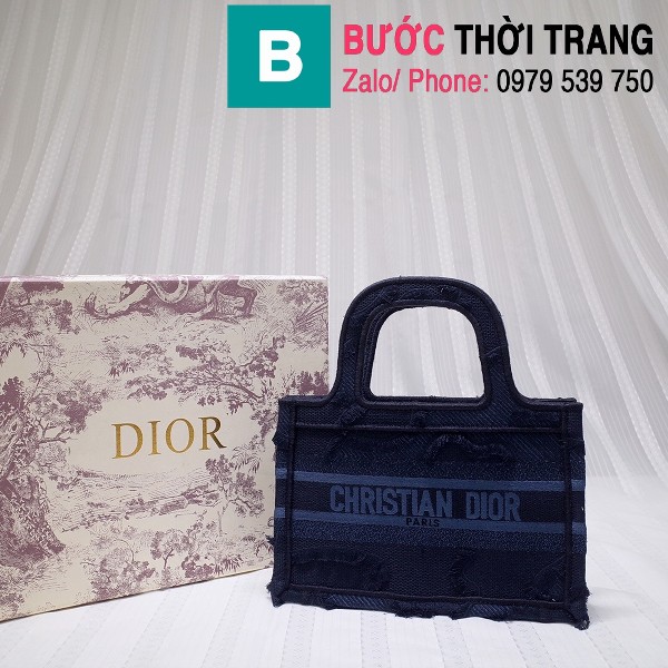 Túi xách Dior Book Tote mini siêu cấp chất liệu vải casvan màu 4 size 23cm 
