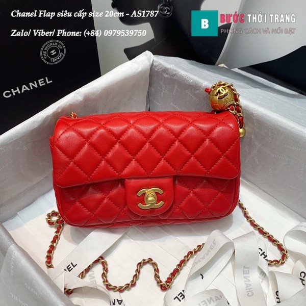 Túi xách Chanel Flap Bag siêu cấp da cừu màu đỏ size 20cm - AS1787