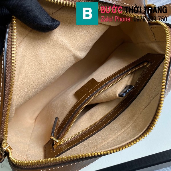 Túi xách Gucci Horsebit 1955 shoulder small bag siêu cấp màu be da nâu size 22.5 cm - 645454