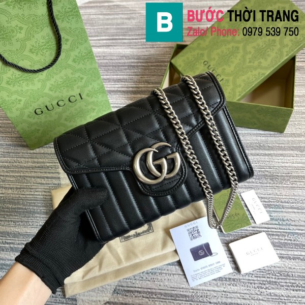 Túi xách Gucci Marmont Matelassé mini mẫu mới siêu cấp màu đen size 20cm - 474575