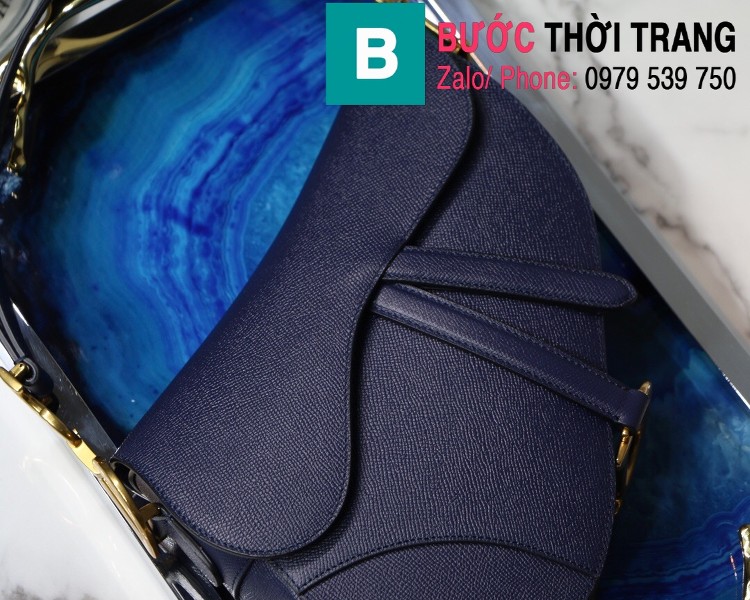Túi xách Dior Saddle Bag siêu cấp chất liệu da bê màu xanh tím than size 25.5cm 