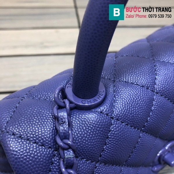 Túi xách Chanel Cocohandle Flap bag siêu cấp da bê màu xanh bích size 23cm - 92990 