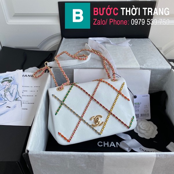 Túi xách Chanel Flap Bag siêu cấp da cừu màu trắng size 22cm - AS2383