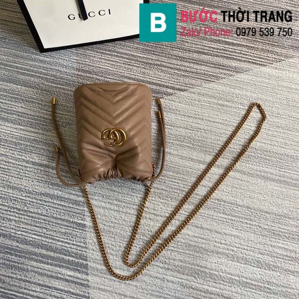 Túi xách Gucci  Marmont mini bucket bag siêu cấp màu nude size 17 cm - 575163