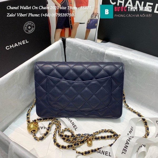 Túi Xách Chanel Classic Wallet On Chain siêu cấp 2020 size 19cm màu xanh - A88821