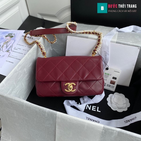 Túi xách Chanel Flap Shoulder bag siêu cấp màu đỏ đô size 21 cm - AS2210