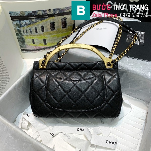 Túi xách Chanel Flap bag siêu cấp da cừu màu đen size 23cm - AS2438