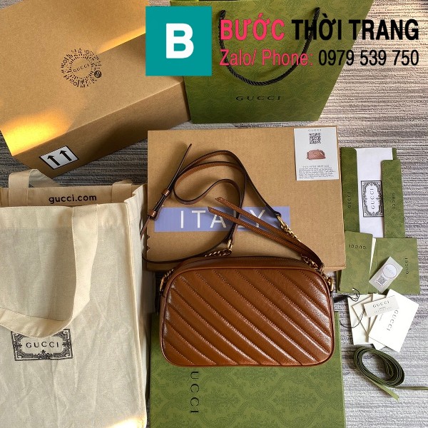 Túi xách Gucci Marmont small matelassé shoulder bag siêu cấp màu đồng size 24cm - 447632