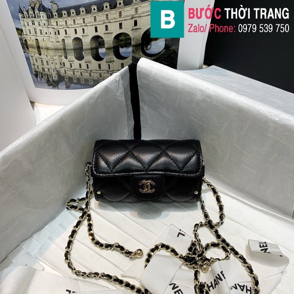 Túi đeo chéo Chanel siêu cấp da bê màu đen size 11.5cm