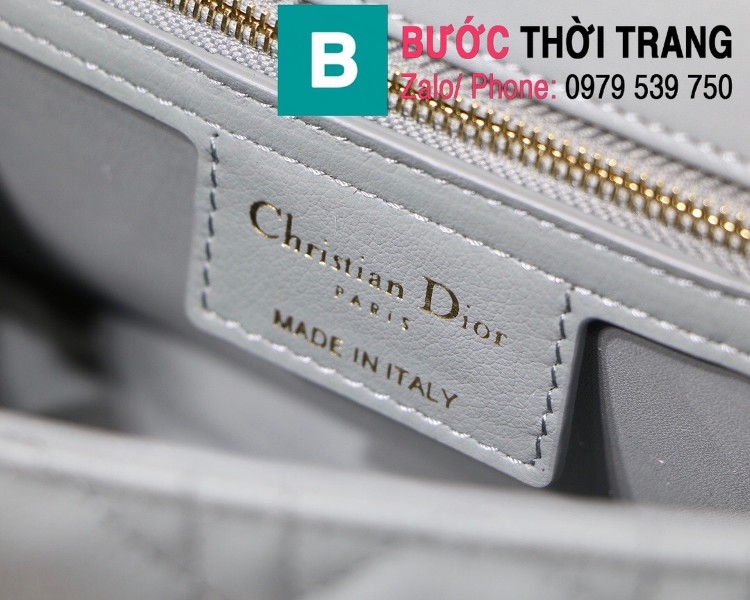 Túi xách Dior Caro siêu cấp da bò mềm màu xanh nhạt size 20cm - M8016 