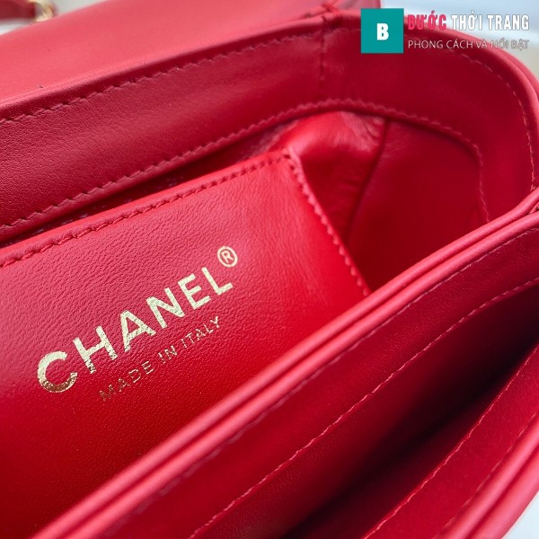 Túi xách Chanel Flap Bag siêu cấp màu trắng đỏ bê size 17.5 cm - AS1889