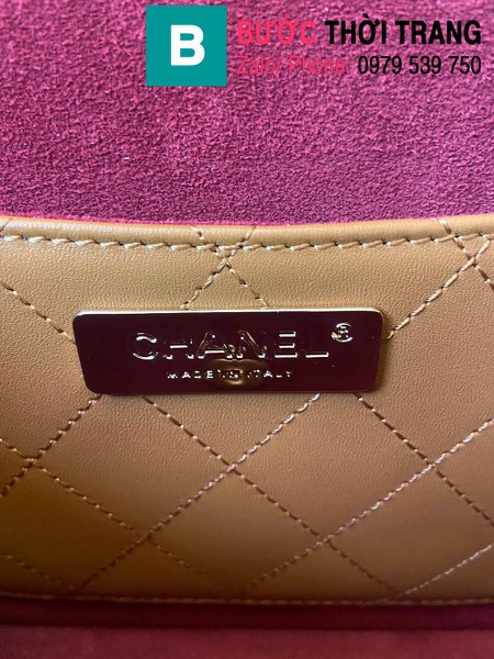 Túi xách Chanel Flap Bag with Coin Purse siêu cấp da bê màu nâu size 20.5cm - AS1094