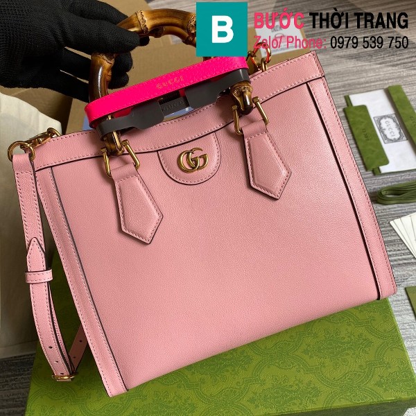 Túi xách Gucci Diana small tote bag siêu cấp da bê màu hồng size 27cm - 660195