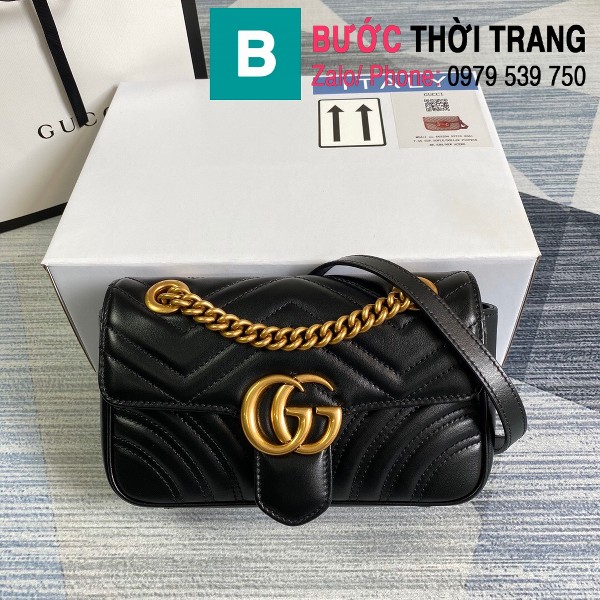 Túi xách Gucci Marmont matelasé mini bag siêu cấp màu đen size 22cm - 446744