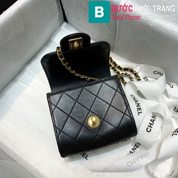 vúi xách Chanel flap bag siêu cấp da bê màu đen size 11cm 