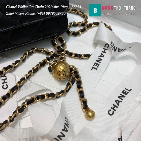 Túi Xách Chanel Classic Wallet On Chain siêu cấp 2020 size 19cm màu đen - A88821
