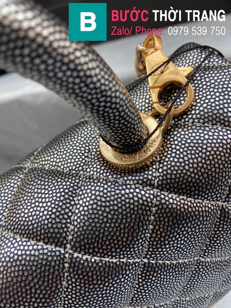 Túi xách Chanel Coco Handle Small siêu cấp da bê màu xám đậm size 24 cm - A92990