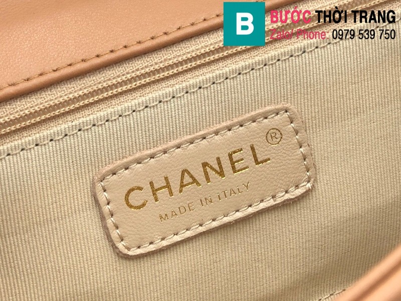 Túi xách Chanel Small Plap bag siêu cấp da cừu màu nude size 26cm - AS1466