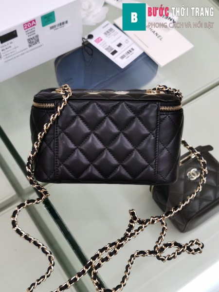 Túi xách Chanel Vanity bag with strap siêu cấp màu đen size 16 cm - AP1472y