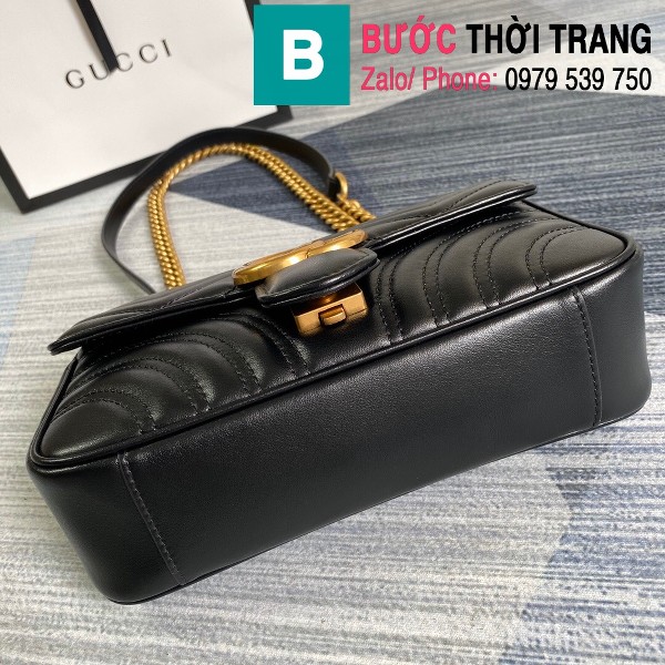 Túi xách Gucci Marmont matelassé mini bag siêu cấp màu đen size 22 cm - 446744