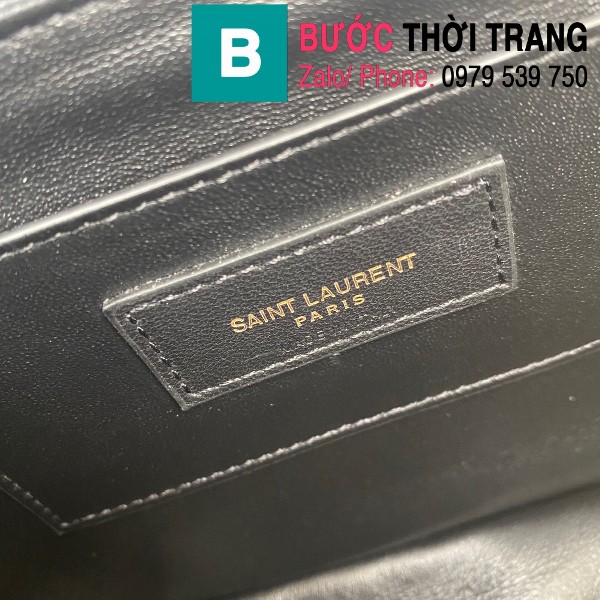 Túi xách YSL Solferino Box siêu cấp da bê màu đen size 23cm - 634305 