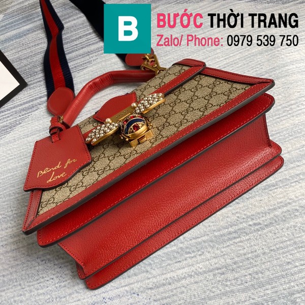 Túi xách Gucci Queen Margaret GG siêu cấp casvan viền đỏ size 25.5cm - 476541