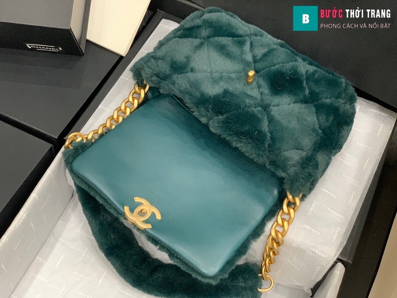 Túi xách chanel Flap Bag siêu cấp màu xanh size 15.5 cm - AS2240