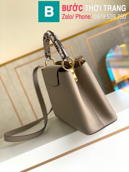 Túi xách LV Louis Vuitton Capucines Bag siêu cấp da bê màu galet sze 31cm - M92800
