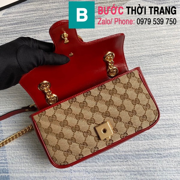 Túi xách Gucci Marmont matelassé mini bag siêu cấp viền đỏ size 22 cm - 446744 