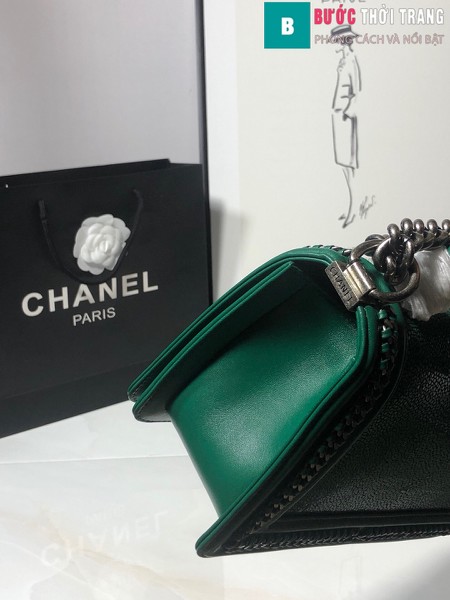 Túi xách Chanel boy siêu cấp da cá đuối màu xanh 1 size 25 cm - A67086