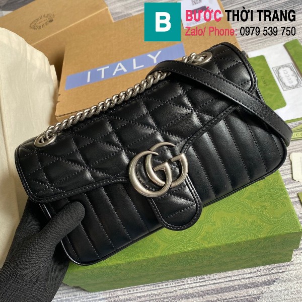 Túi xách Gucci Marmont small matelassé shoulder bag siêu cấp màu đen size 26cm - 443497 