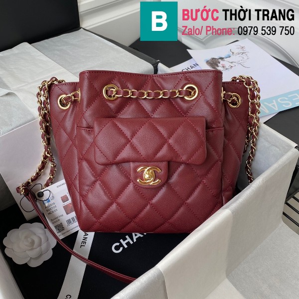 Túi xách Chanel siêu cấp da bê màu đỏ đô size 22cm - AS2808