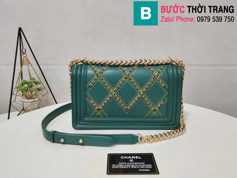 Túi xách Chanel Leboy siêu cấp da bê màu jade size 25cm - AS67086