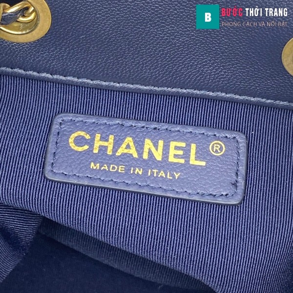Túi xách Chanel Drawstring Bag siêu cấp màu xanh tím than size 20 cm da cừu