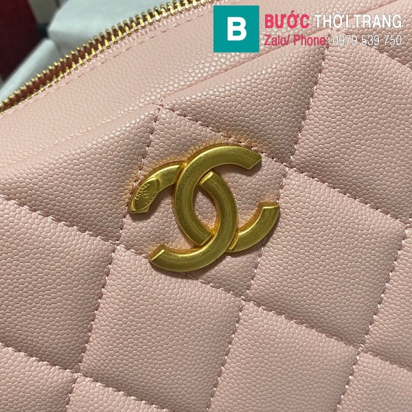 Túi đeo chéo Chanel siêu cấp da bê màu hồng size 18cm - AS2854