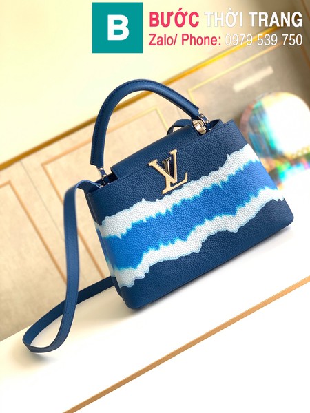 Túi xách LV Louis Vuitton Capucines Bag siêu cấp da bê màu xanh trắng size 31cm - M42259 