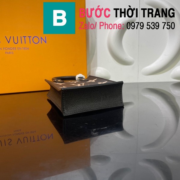 Túi xách LV Louis Vuitton Petit sac plat siêu cấp monogram màu đen họa tiết trắng size 14cm - M80449