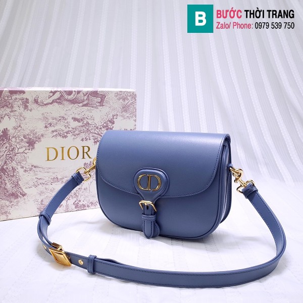 Túi xách Dior bobby siêu cấp da bê màu xanh denim size 18 cm 