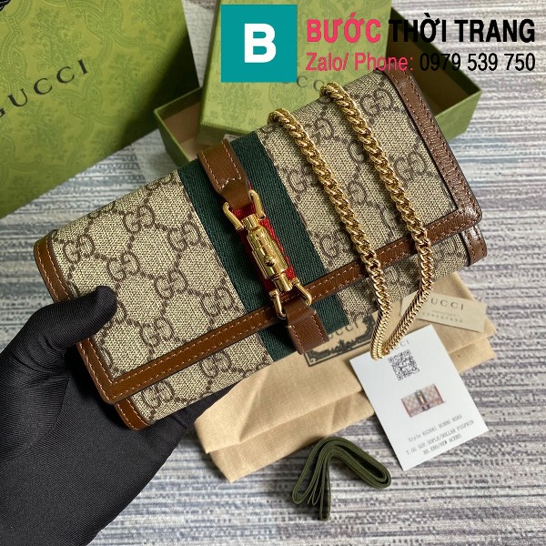 Túi xách Gucci Jacki 1961 siêu cấp casvan viền da màu nâu size 19cm - 652681