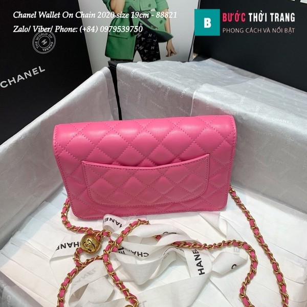 Túi Xách Chanel Classic Wallet On Chain siêu cấp 2020 size 19cm màu hồng - A88821