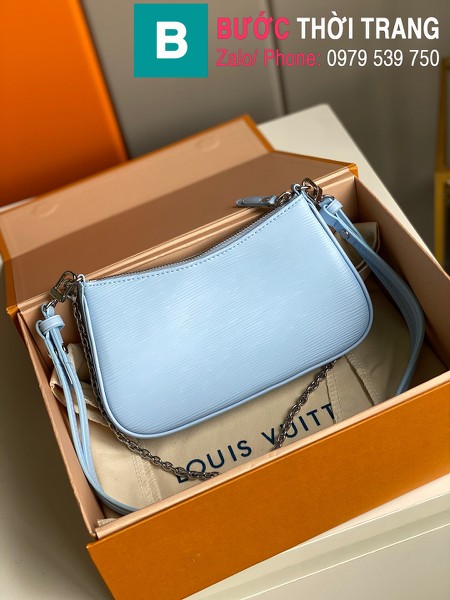 Túi LV Louis Vuitton Easy Pouch On Strap siêu cấp da bê màu xanh size 19cm - M80471 
