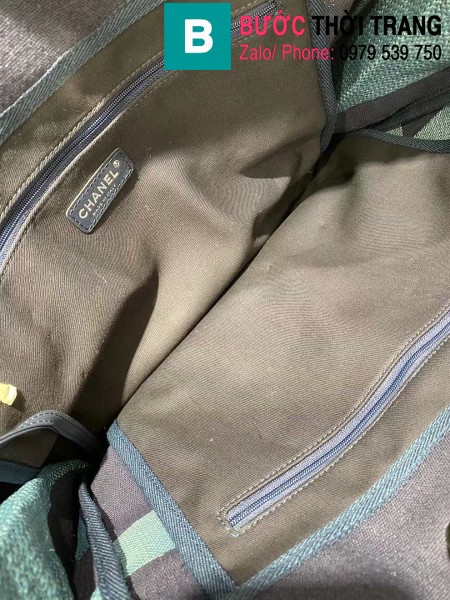 Túi xách Chanel tote bag siêu cấp vải casvan màu xanh size 38cm - A57161