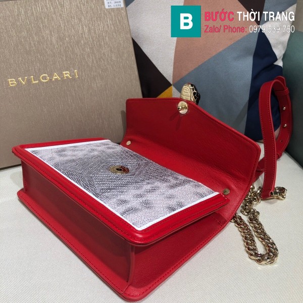 Túi xách Bvlgari Seventi Diamond Blast siêu cấp da trăn màu đỏ size 24 cm